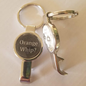 orange whip bottle opener key chain