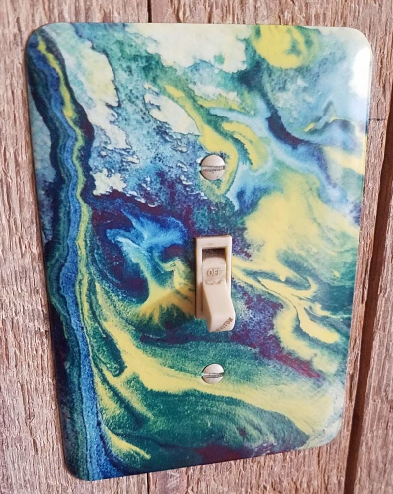 blue swirl single switch cover plate