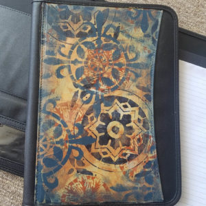 Handpainted Padfolio holds 8 1/2 x 11 note pad, business cards & loose papers