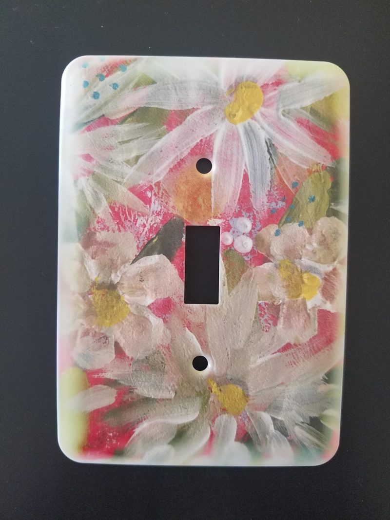 Pretty pink floral single switch plate