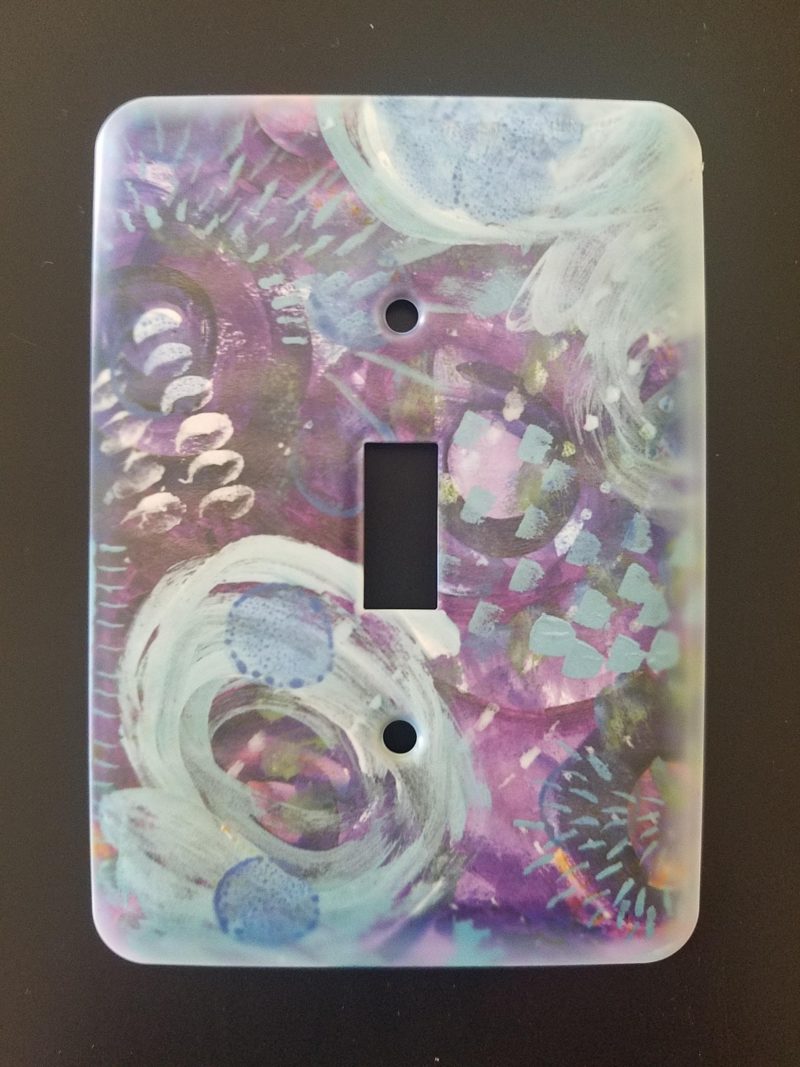 Purple floral abstract single switch plate