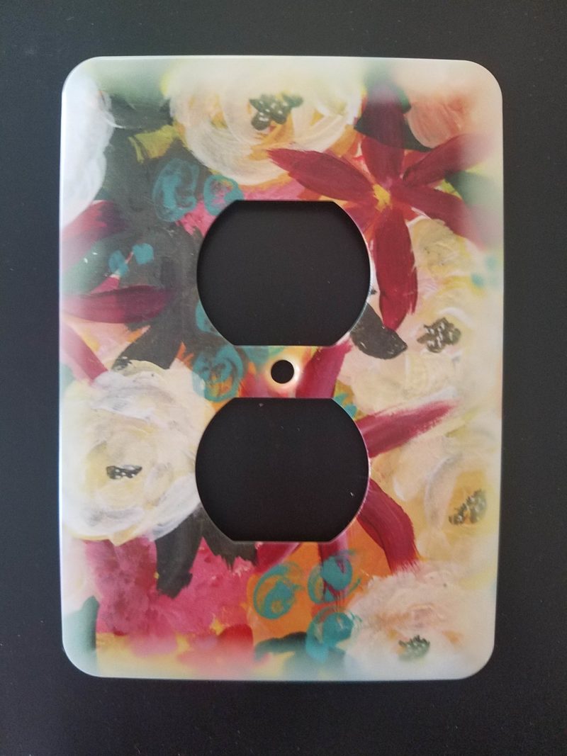 Ruby abstract floral duplex outlet cover