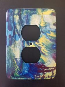 Blue abstract duplex outlet cover