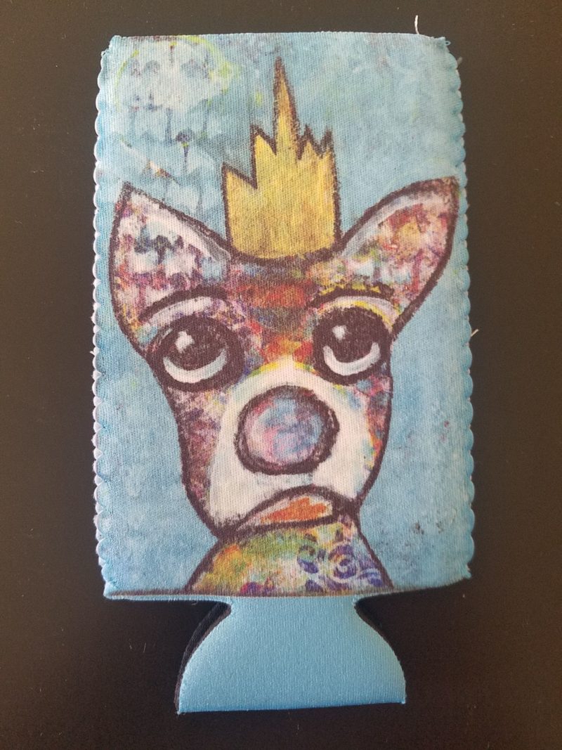Relax with your favorite beverage and keep it cool with our slim can coozies imprinted with Patty's original artwork!