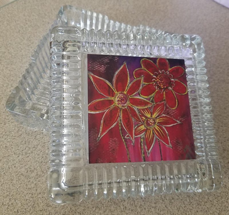 Red Floral glass jewelry box