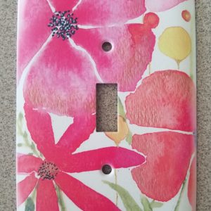 pink floral single light switch plate