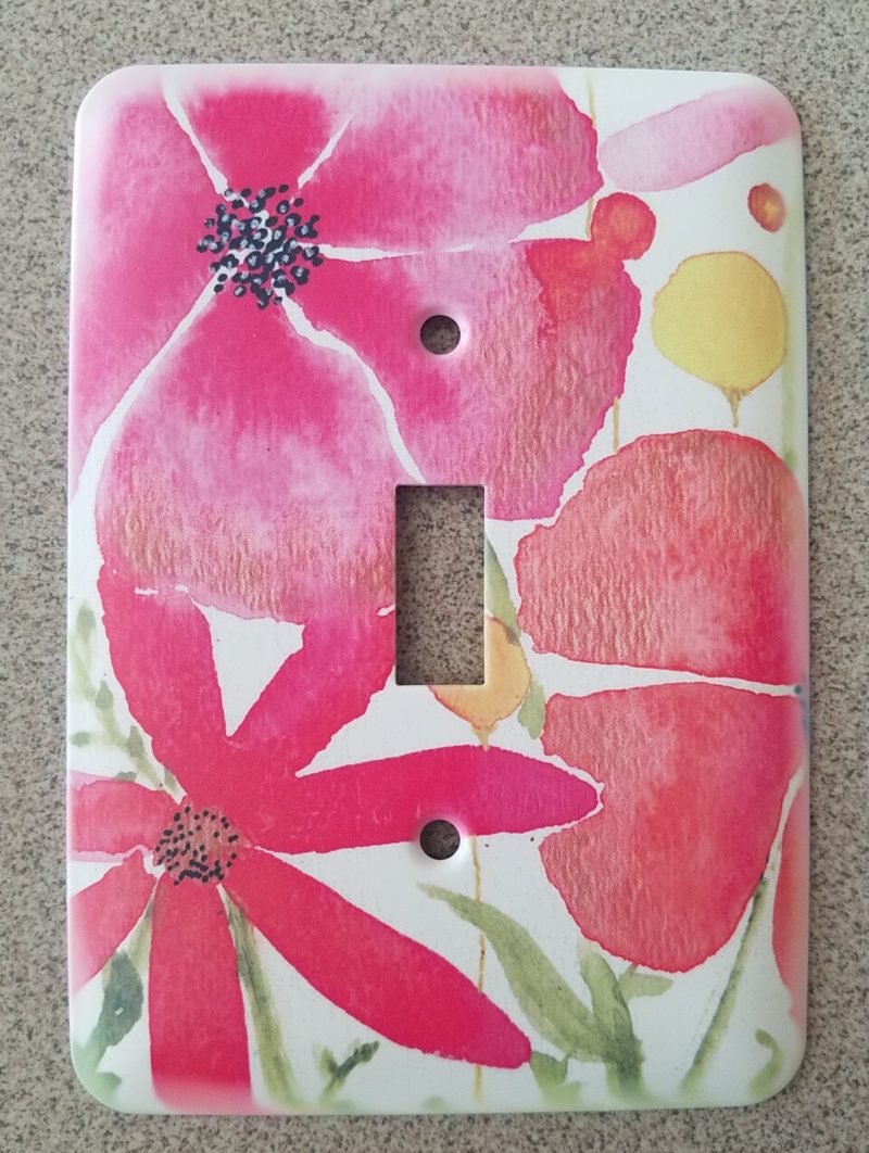 pink floral single light switch plate