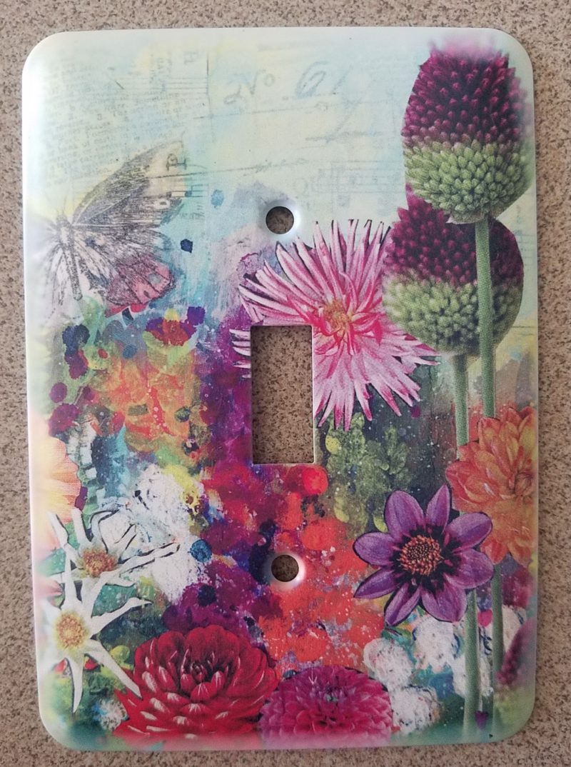 floral decorator single light switch plate