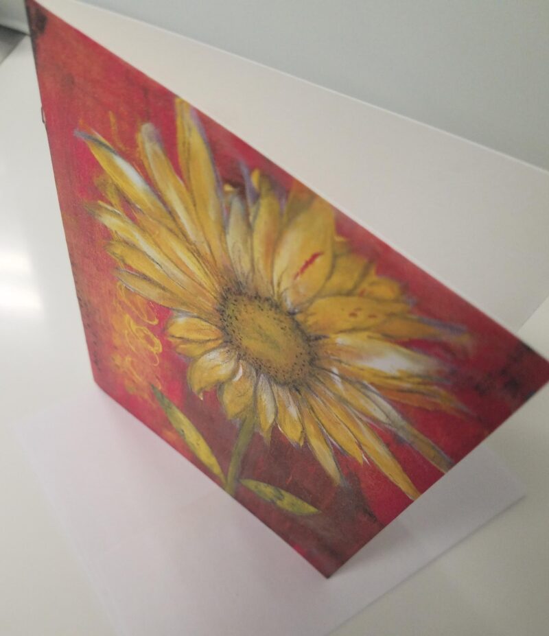 Phoenix Sunflower floral note card blank inside from Studio Patty D