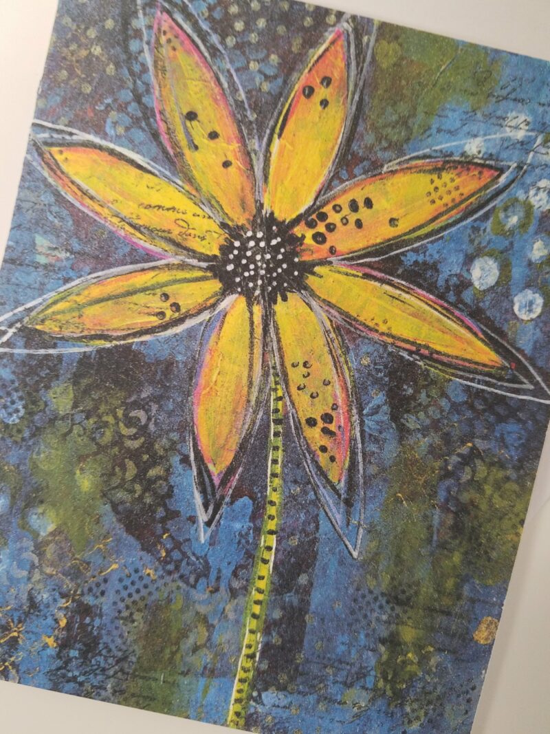 Hopeful Sunflower floral note card blank inside from Studio Patty D