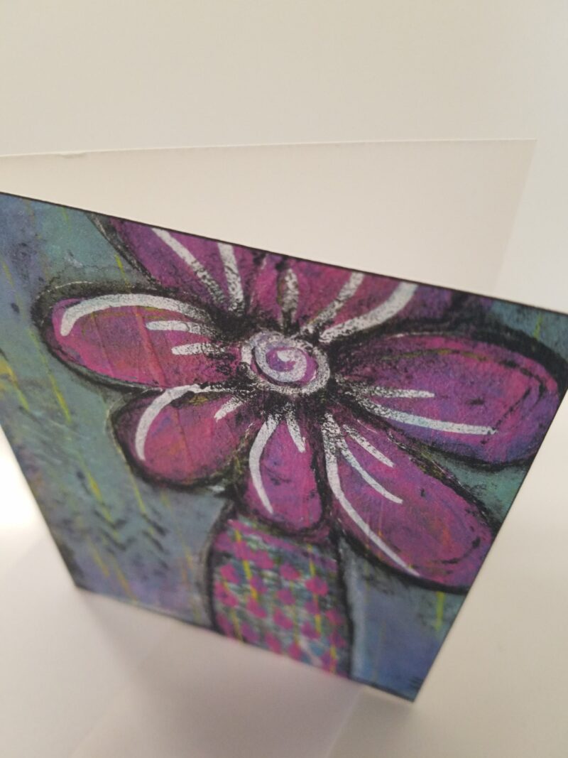 Pink Pinwheel floral note card blank inside from Studio Patty D