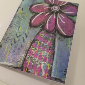Pink Pinwheel floral note card blank inside from Studio Patty D