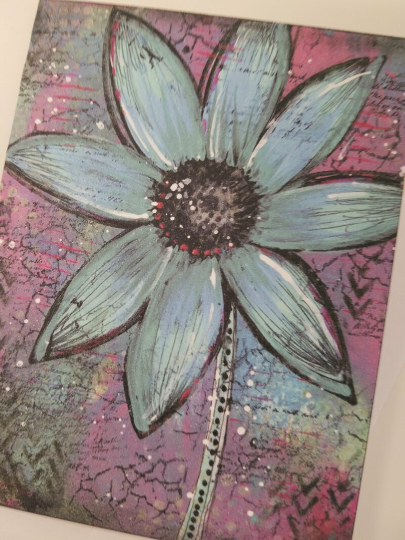 Too Pink to be Blue Sunflower floral note card blank inside from Studio Patty D