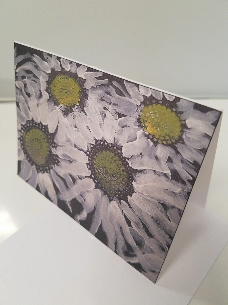 White Sunflower floral note card blank inside from Studio Patty D