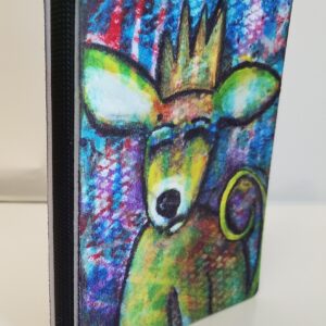 Barkley Crowned Critter spine View of Artisitc Small Blank Journal at Studio Patty D in Geneva Illinois