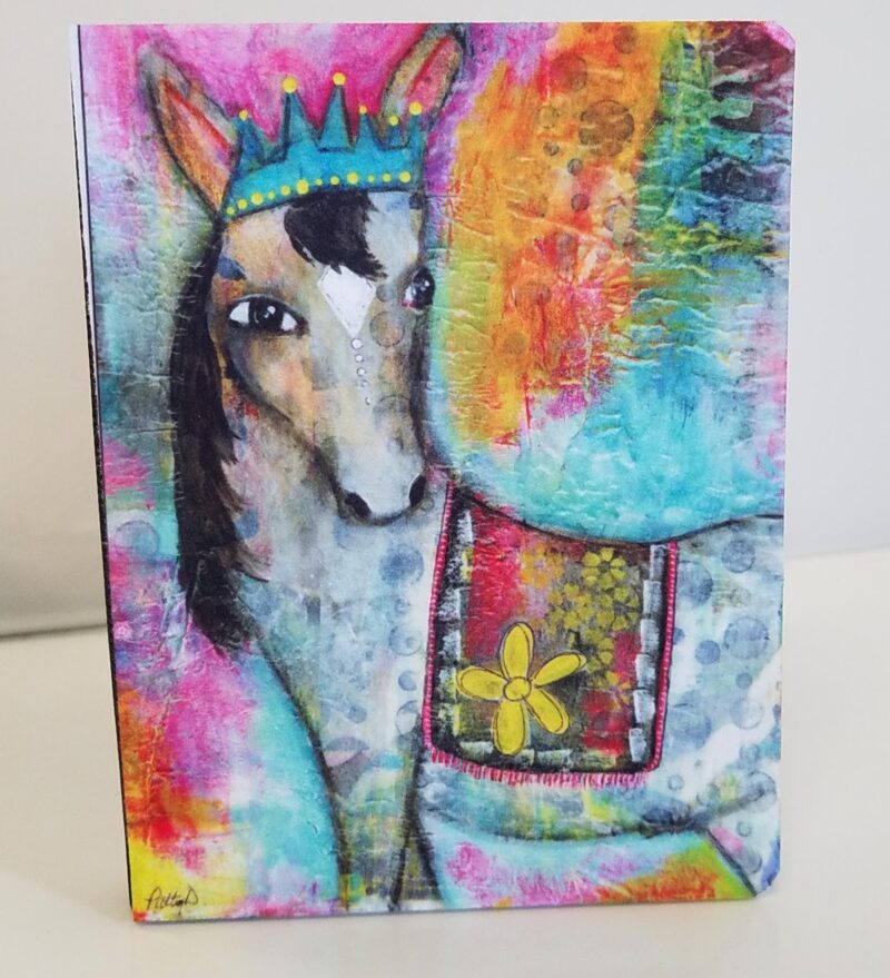 Painted Pony Crowned Critter Front View of Artistic Small Blank Journal at Studio Patty D