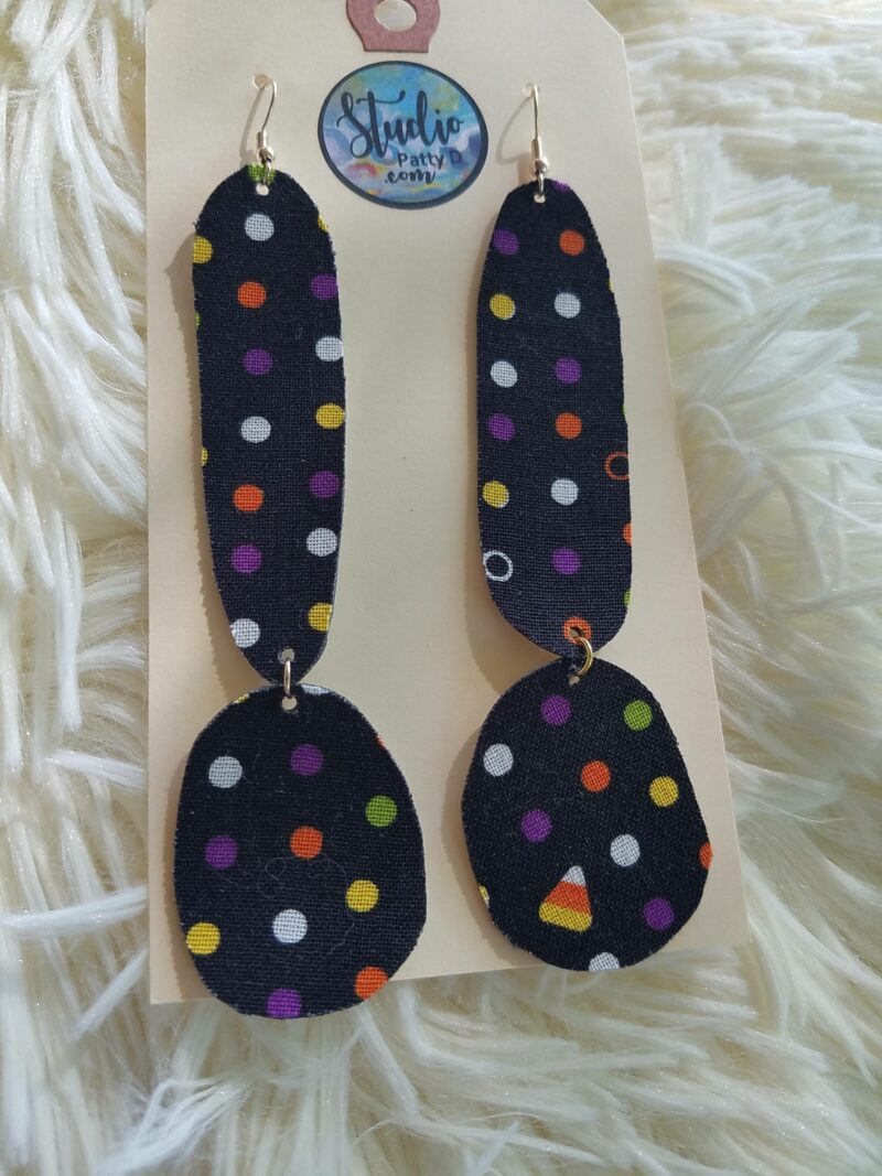 5" polka dot Halloween statement earrings