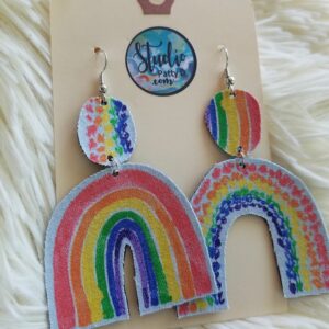 Rainbow 3 1/2" Statement Earrings