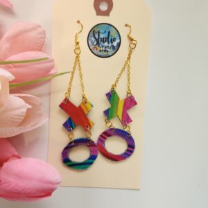 Rainbow hugs and kisses statement earrings from Studio Patty D in Geneva IL