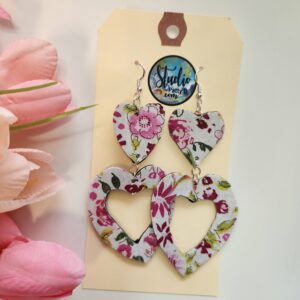 Spring Foral Hearts statement earrings from Studio Patty D in Geneva IL