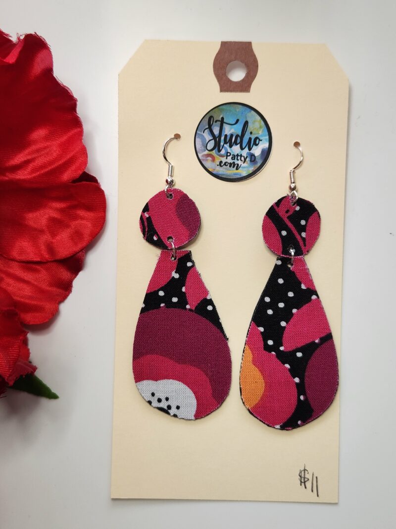 pink abstract statement earrings from Studio Patty D in Geneva IL