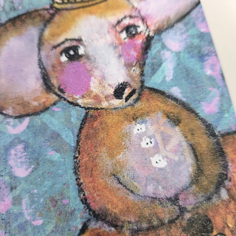 close up of Bea the mouse bear note card