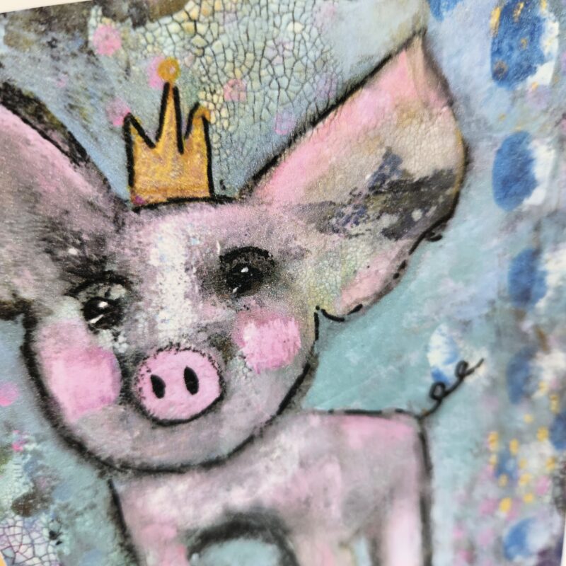 close up of trixie the piglet note card