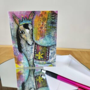 A2 note card with a horse printed on the front
