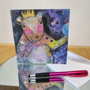 Square note card with a loving monkey or gorilla on the front