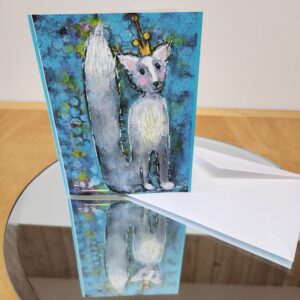 Fluffy kitty wearing her crown - blank note card