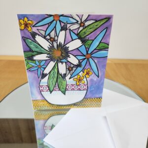whimsical floral note card