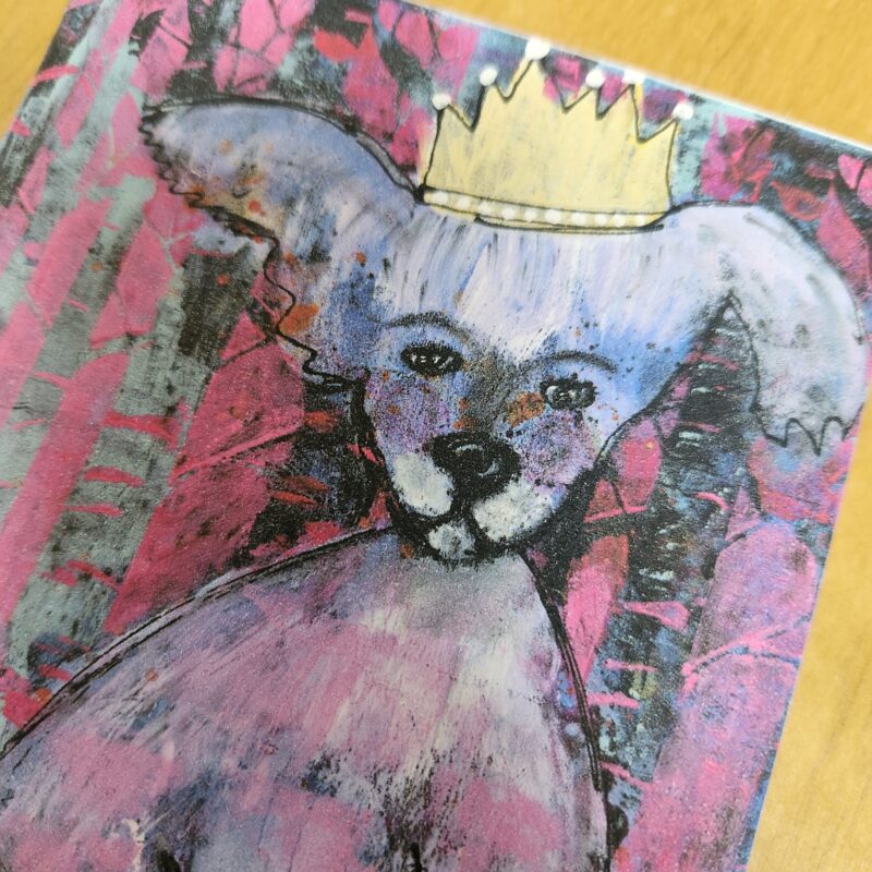 Pink Dog wearing a crown, all occasion note card
