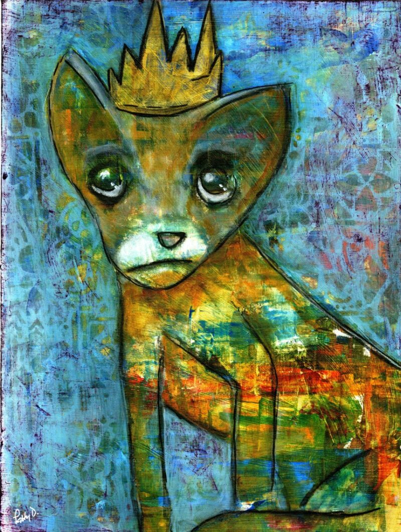Stanley is one of my colorful crowned critters. If you love cute dogs, you'll love this art print.