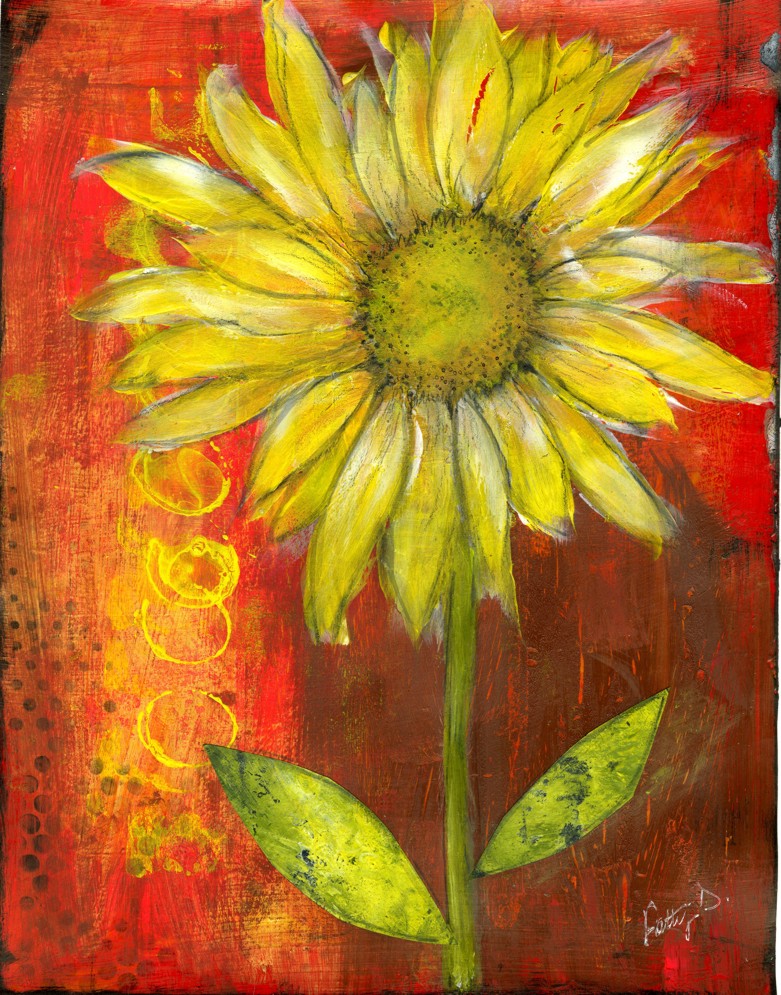 "Survivor", as seen in "Faces of Warrenville" art banner program, is an abstracted sunflower floral that is sure to look great in any room of your house, condo or air B&B. If you floral artwork, you'll love this 5x7 or 8x10 wall art print from Studio Patty D in Geneva, IL.