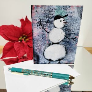 Billy - holiday greeting card with snowman artwork on the front. Patty Donahue artist