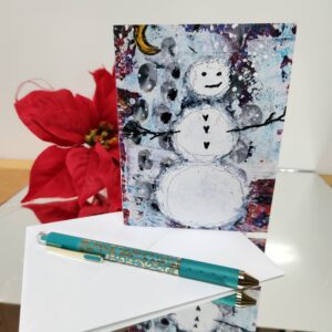 Chillin' - A2 size holiday greeting card with snowman artwork. Patty Donahue artist