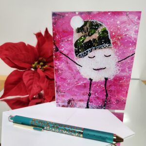 Pinky - A2 size greeting card with snowman artwork on the front. Patty Donahue artist